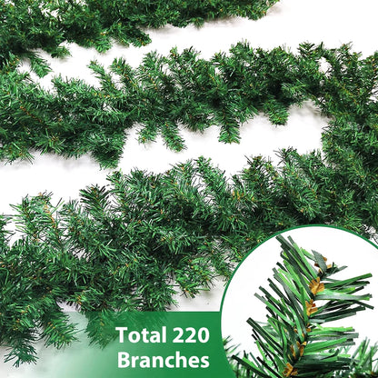 Christmas Garland - Bushy Pine Green Wreath Decoration - Bascora