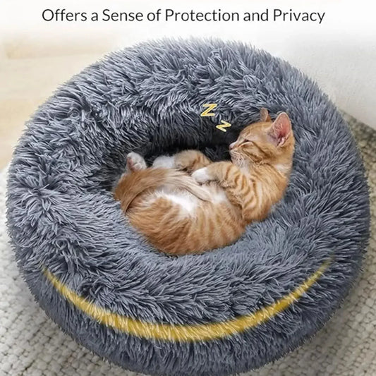 Round Plush Pet Bed - Super Soft for Large Dogs & Cats