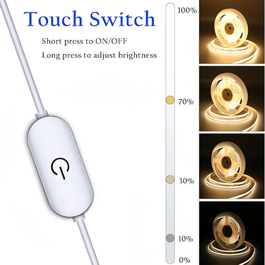 COB LED Strip Touch Dimmer - 5V USB Flexible Light Tape