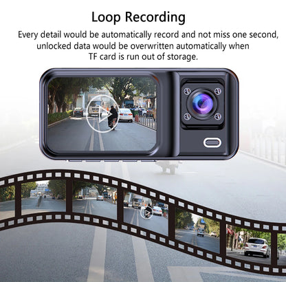 3 Channel Dash Cam for Cars - 1080P Video Recorder - Bascora