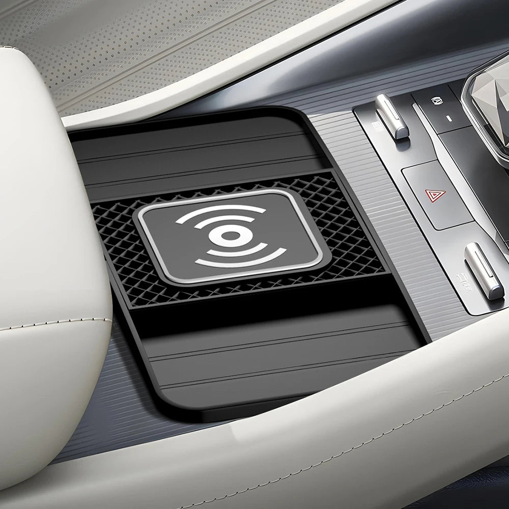 Chargeur sans fil rapide 15 W - Tapis en caoutchouc antidérapant pour le rangement dans la voiture