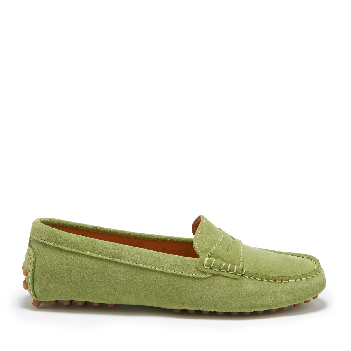 Hugs & Co. Women's Olive Green Suede Penny Driving Loafers