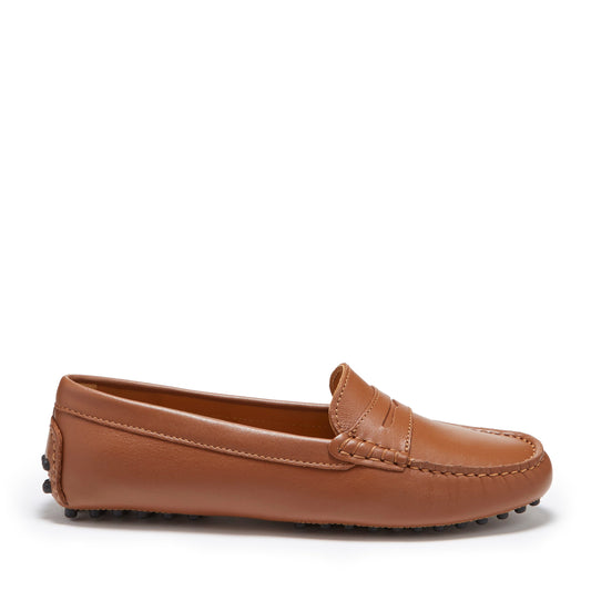 Hugs & Co. Women's Tan Leather Penny Driving Loafers
