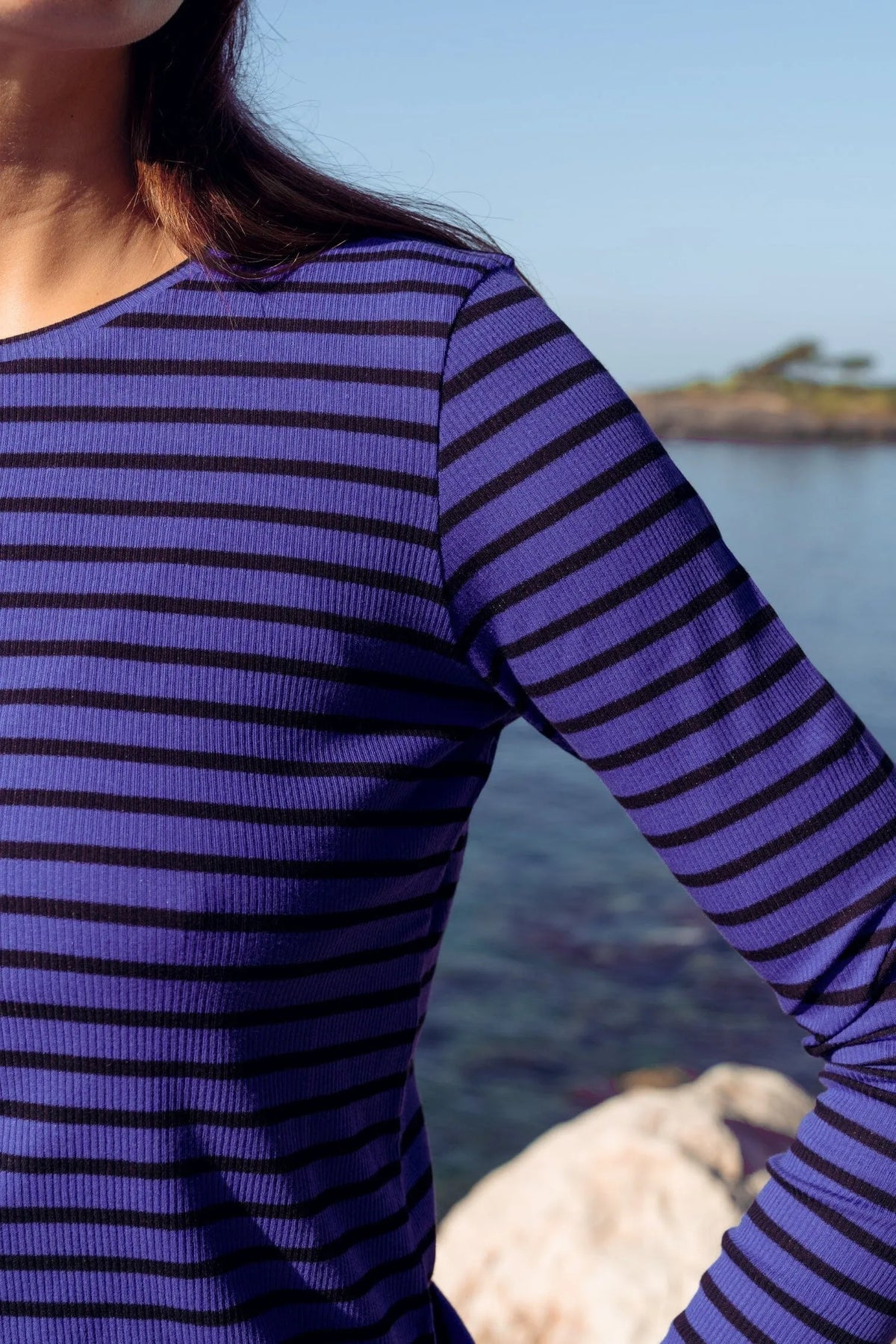 Lavender Hill Clothing Long Sleeve Striped Crew Neck T-Shirt