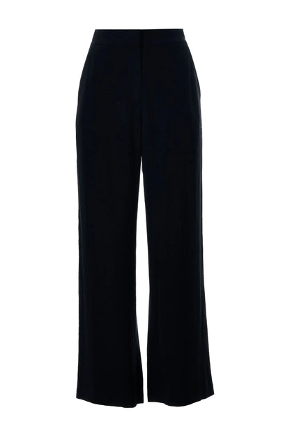 Tilde Linen Mix Straight Leg Trousers - Black