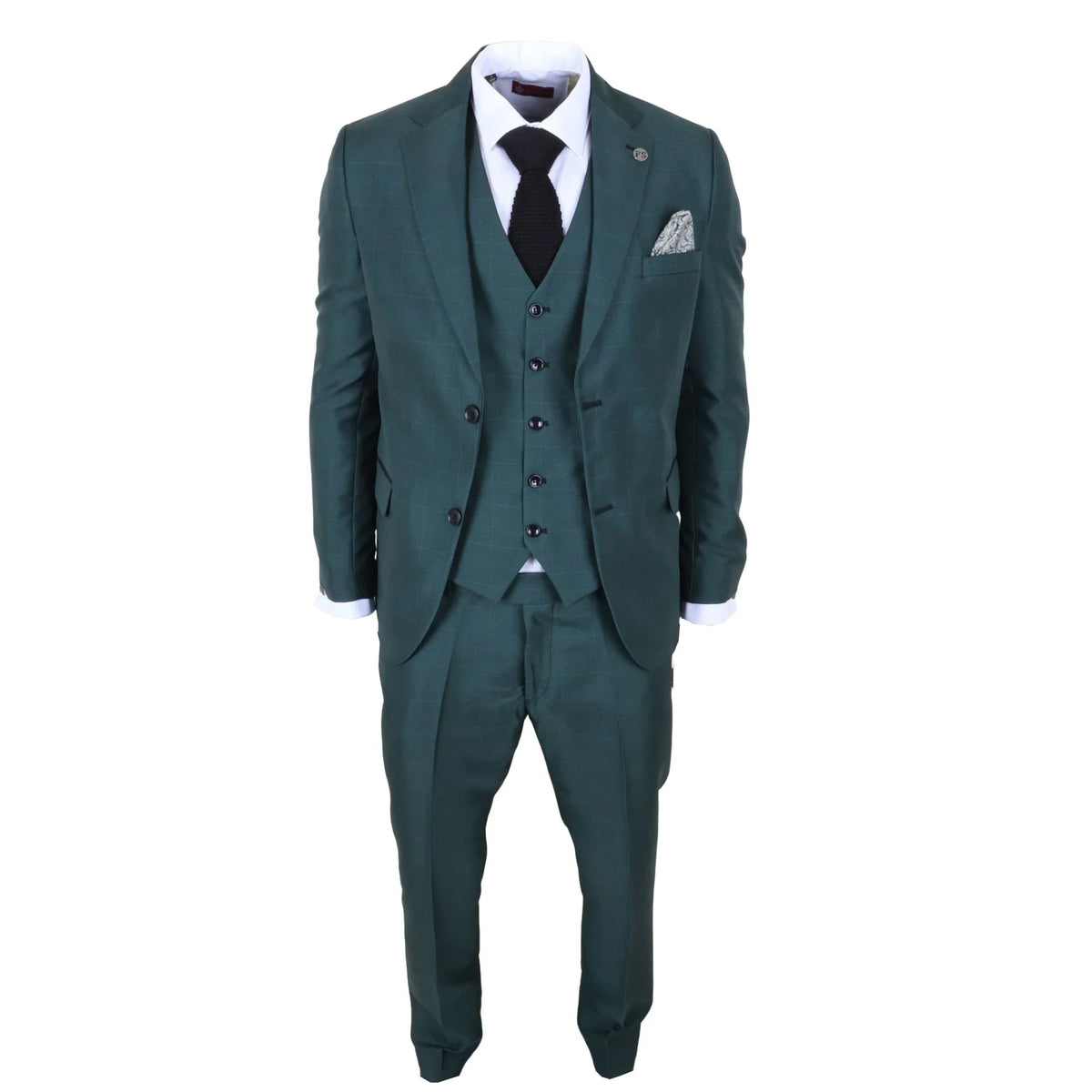 Men's Green Check 3 Piece Tailored Fit Suit by TruClothing