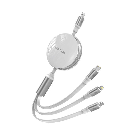 USB-C 3-in-1 100W Retractable Fast Charging Cable 1.2M VD-DCA08