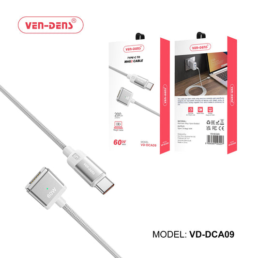 USB-C to MagSafe 2 Braided 60W Charging Cable 2M VD-DCA09