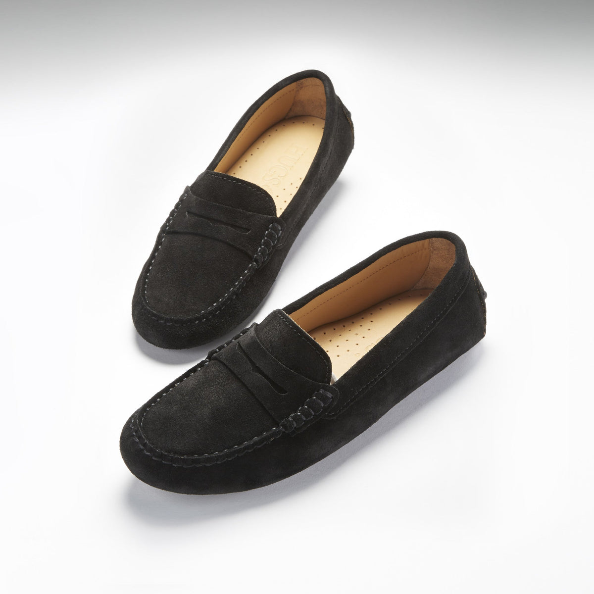 Hugs & Co. Women's Black Suede Penny Driving Loafers