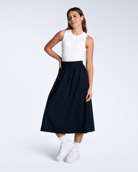 The Gathered Midi Skirt – Organic Cotton
