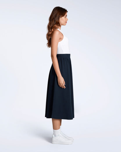 Gathered Organic Midi Skirt