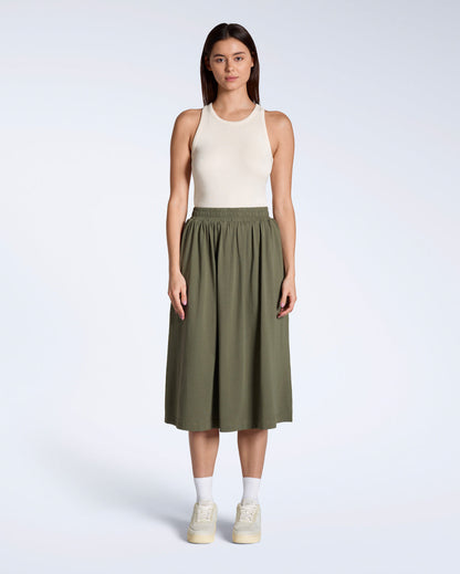Gathered Organic Midi Skirt