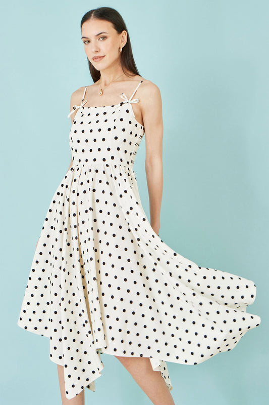 Polka Dot Hankerchief Hem Dress