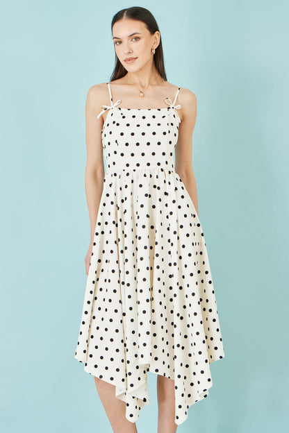Polka Dot Hankerchief Hem Dress