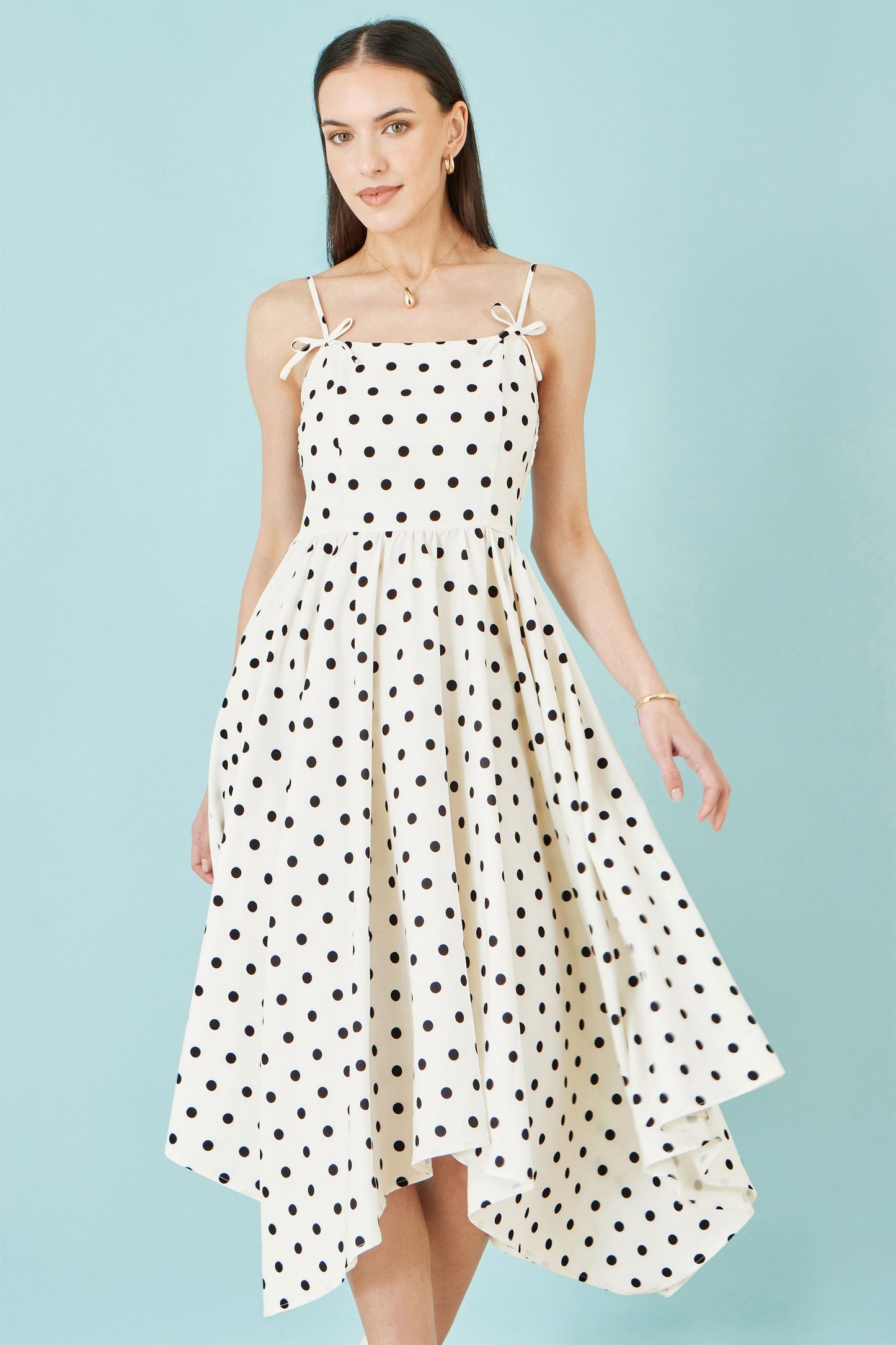 Polka Dot Hankerchief Hem Dress