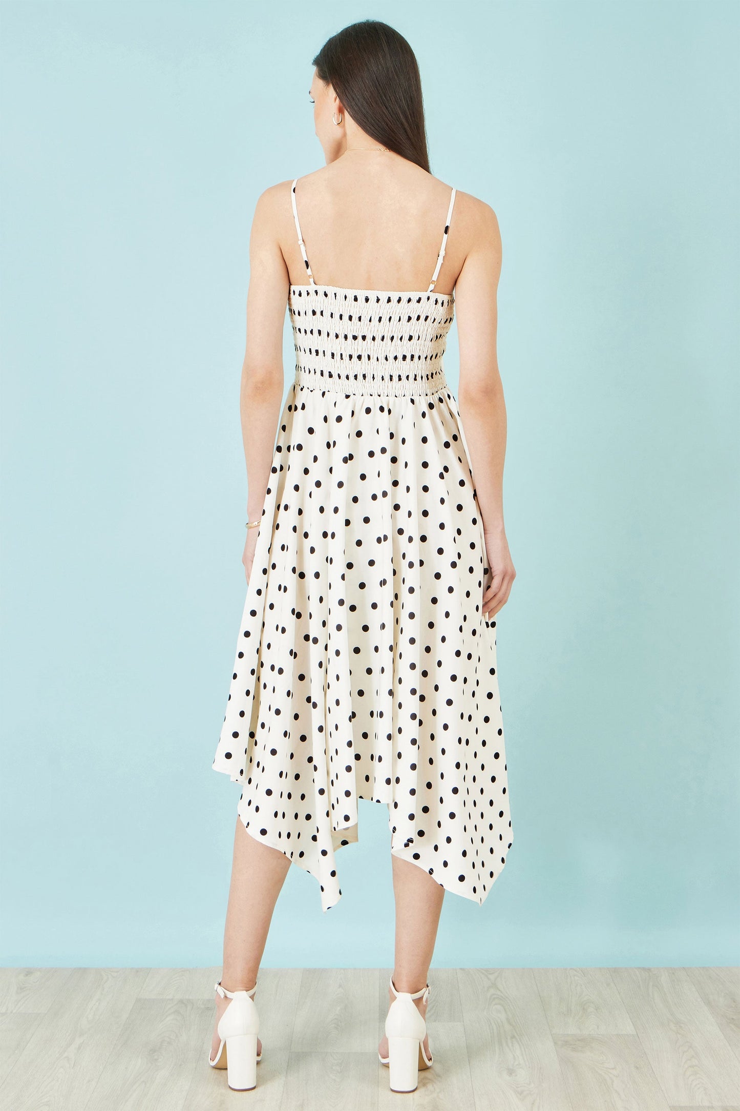 Polka Dot Hankerchief Hem Dress