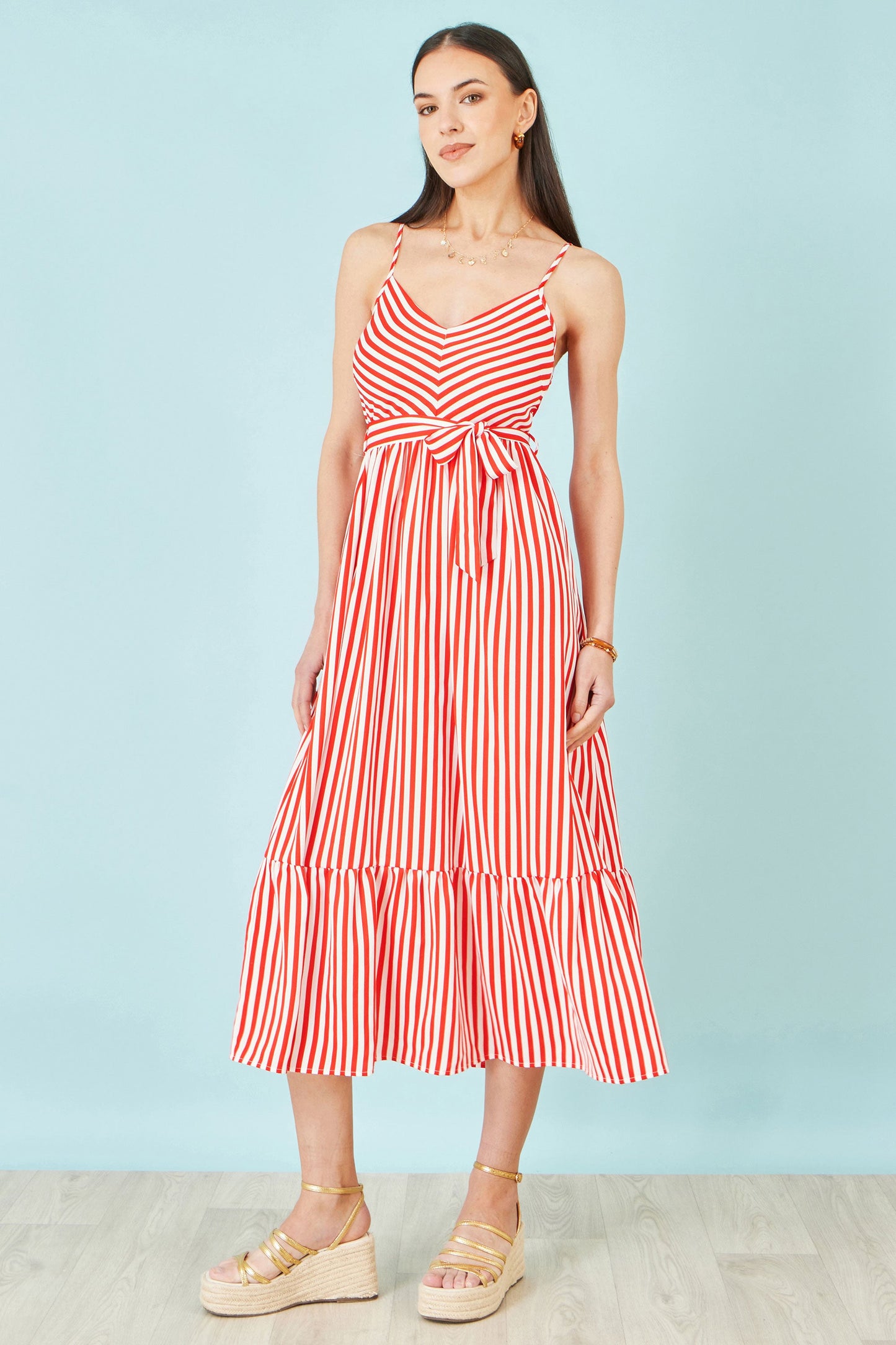 Red Stripe Midi Sun Dress