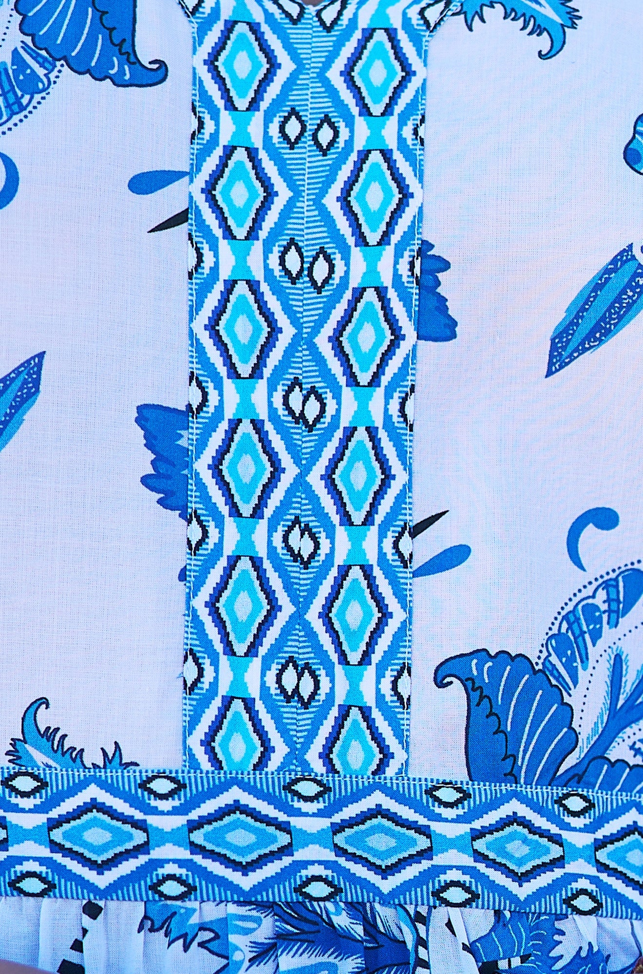 Blue Floral Tencel Beach Tunic