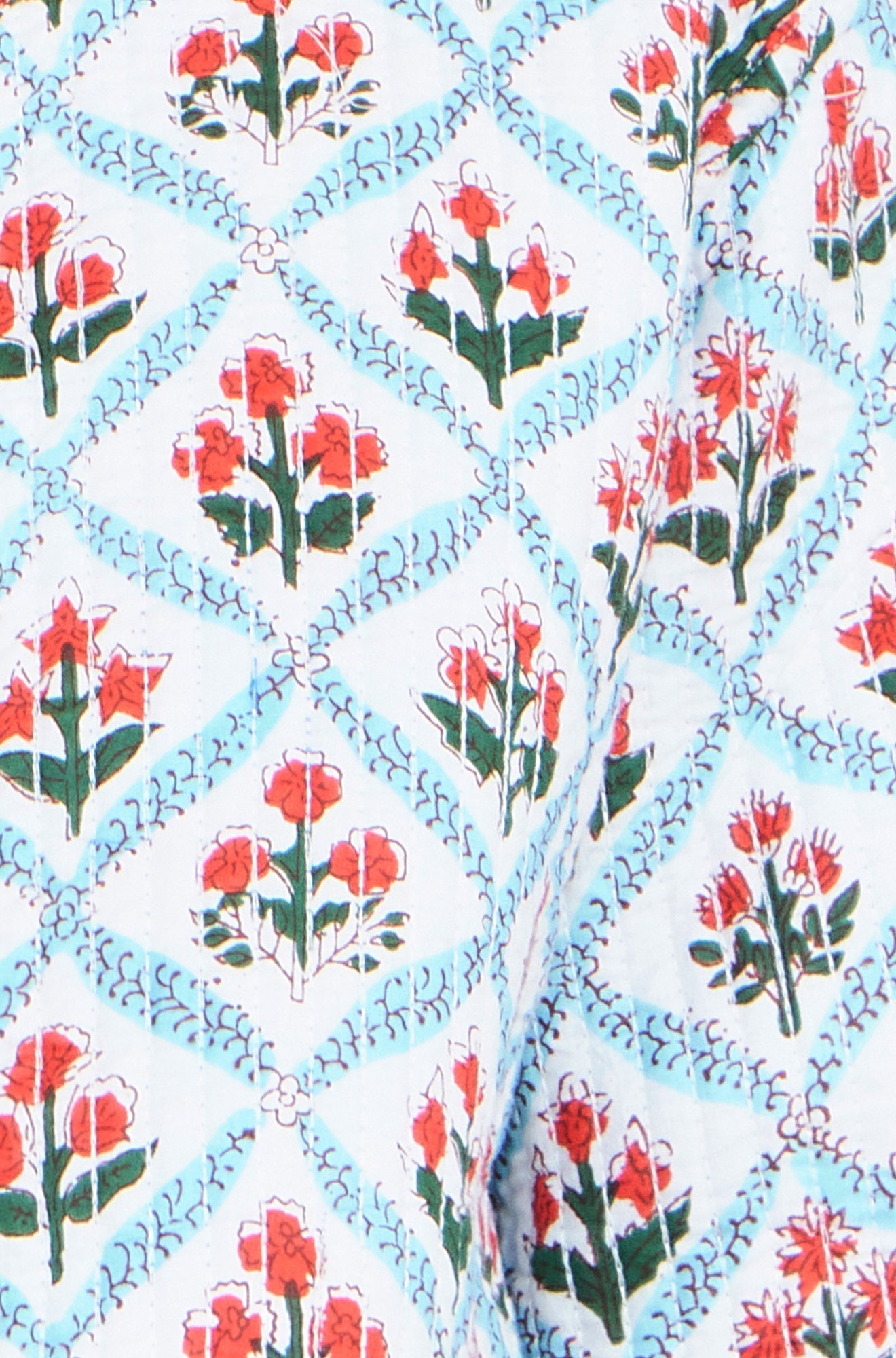 Blue Boho Print Cotton Reversible Quilted Jacket