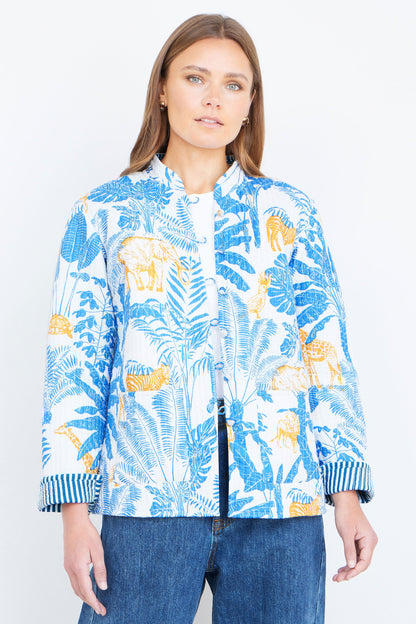 Blue Jungle Reversible Cotton Quilted Jacket