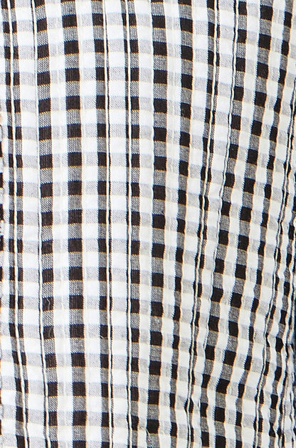 White Gingham Reversible Cotton Quilted Cropped Jacket