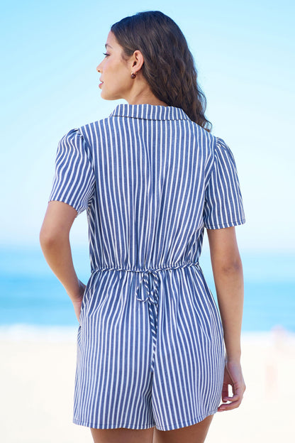 Blue Stripe Retro Playsuit