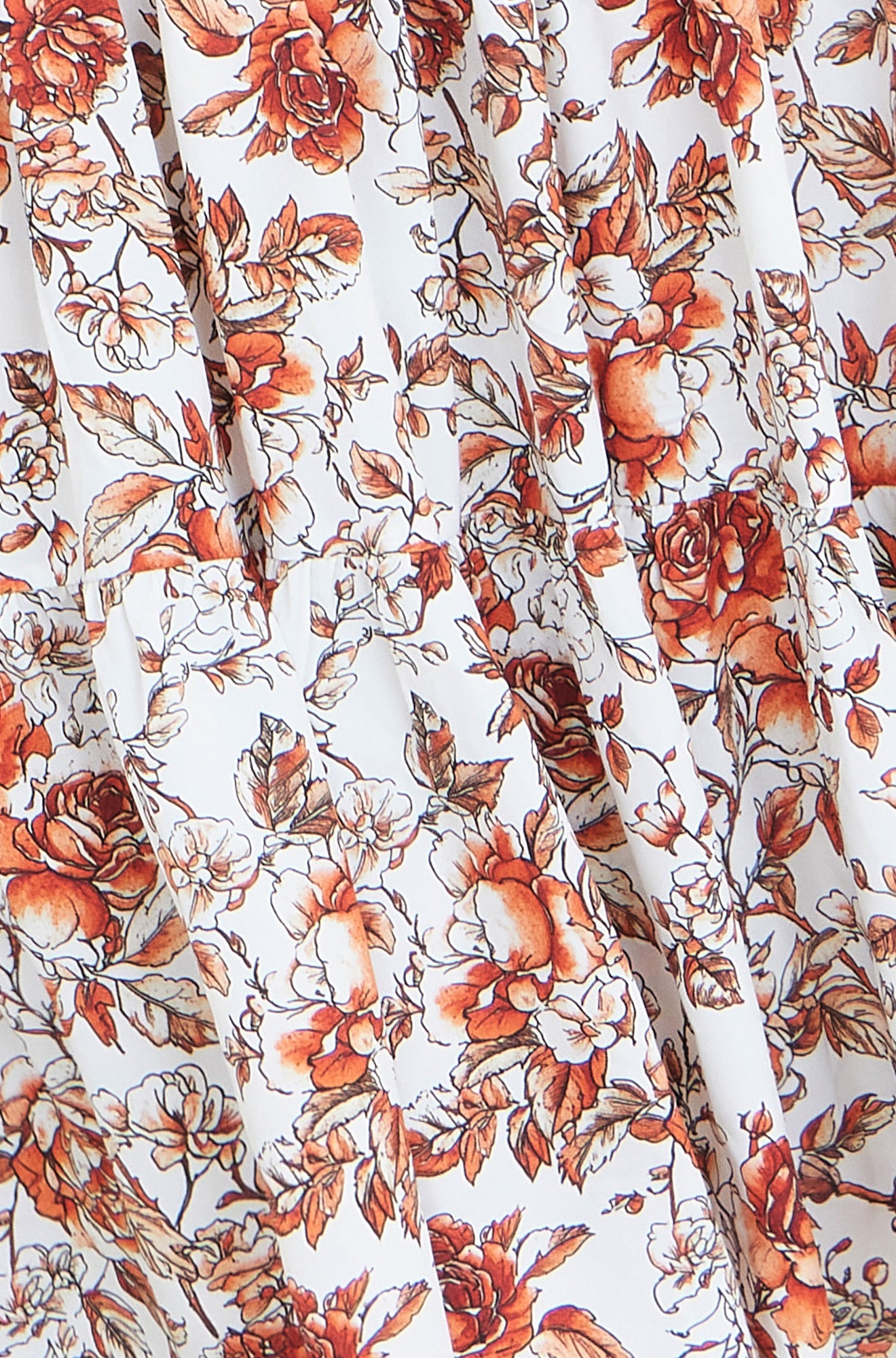 The Off-Shoulder – Orange Floral Midi Dress