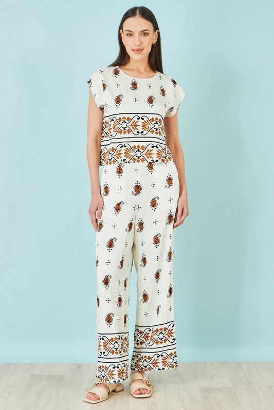 The Paisley – Ivory Viscose Top