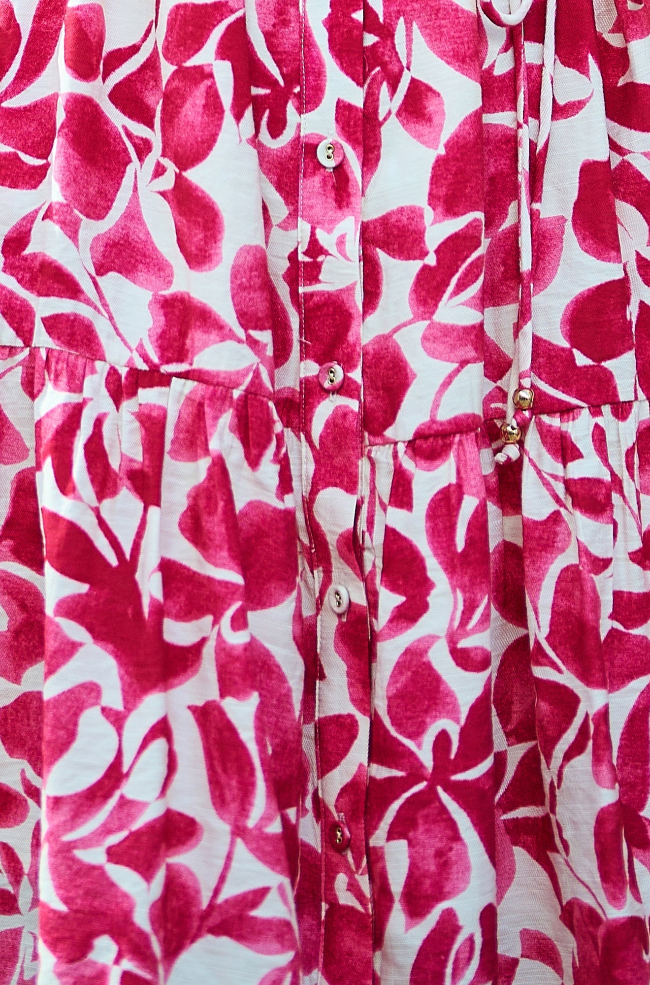 Pink Floral Print Viscose Relaxed Shirt Dress