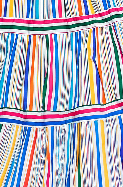 Multicolour Stripe Cotton Midi Sun Dress