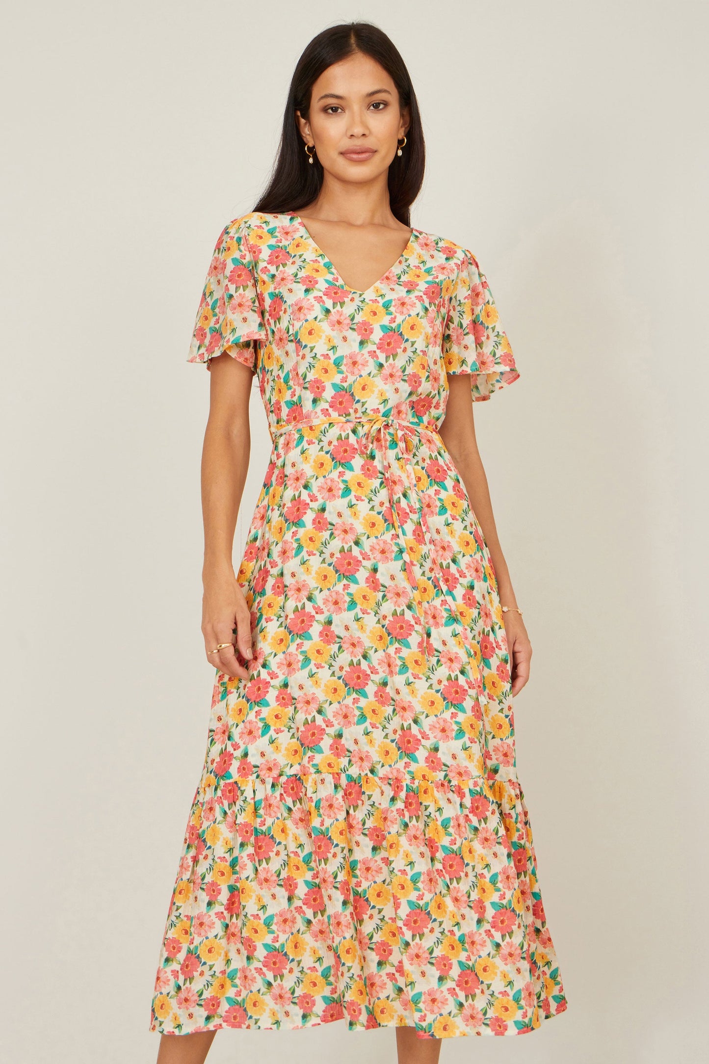The Angel Sleeve – Floral Midi Tea Dress