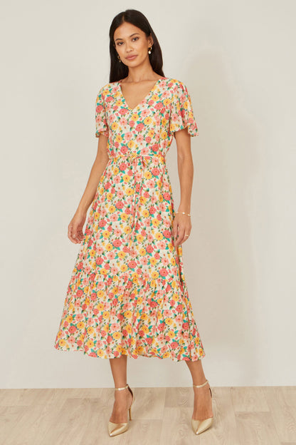 The Angel Sleeve – Floral Midi Tea Dress