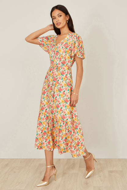 The Angel Sleeve – Floral Midi Tea Dress