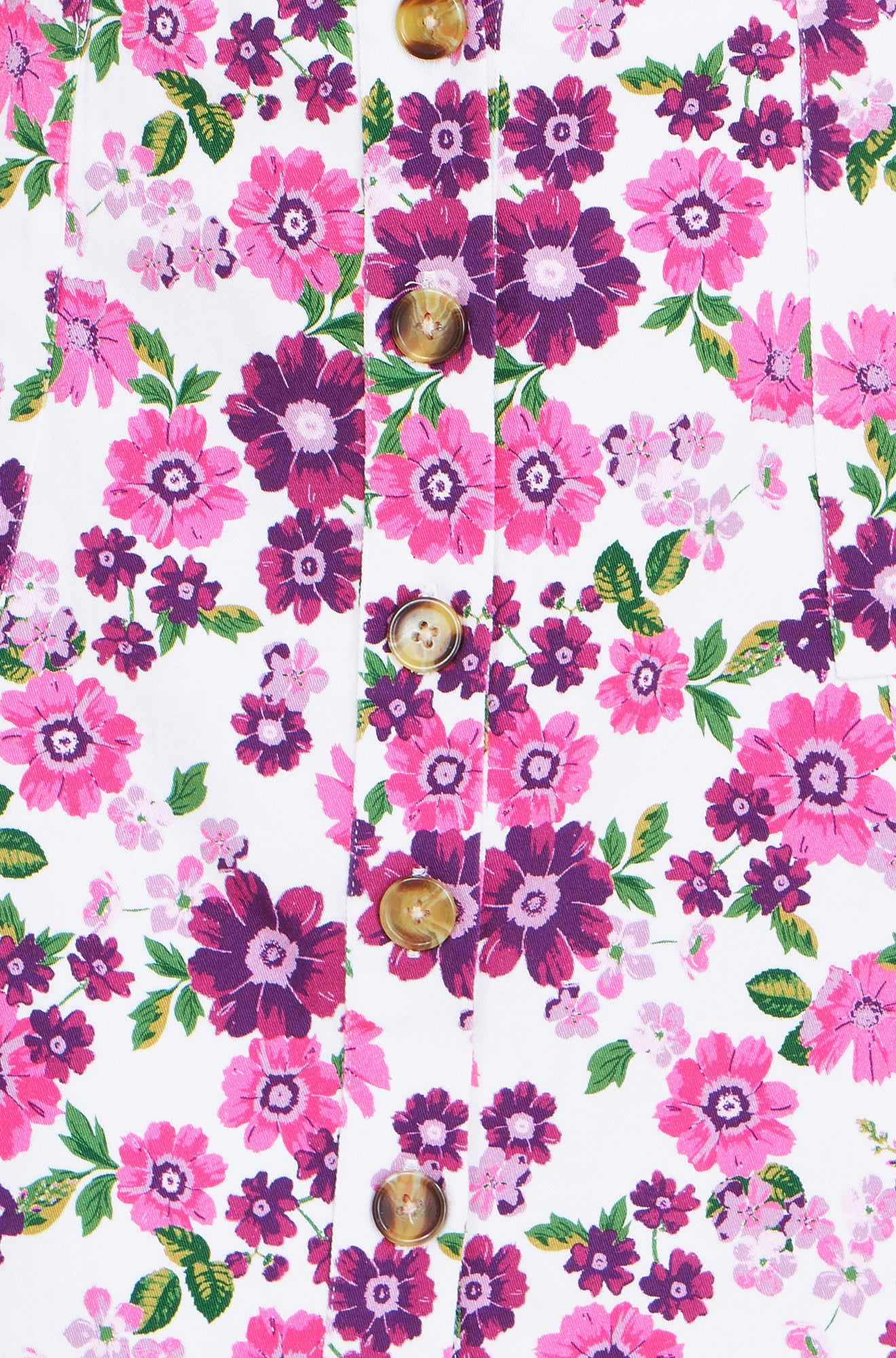 Pink Retro Floral Cotton Stretch Mini Skirt