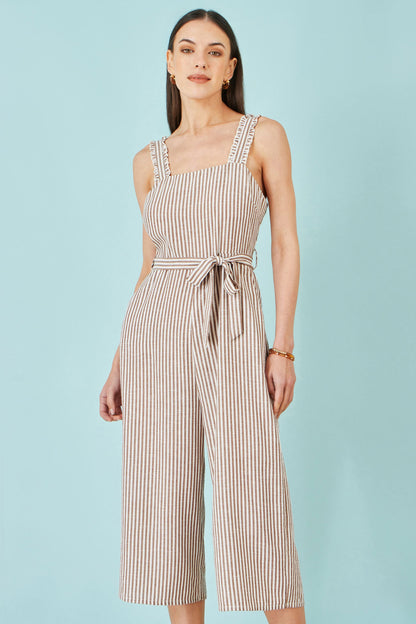 Brown Stripe Strappy Jumpsuit