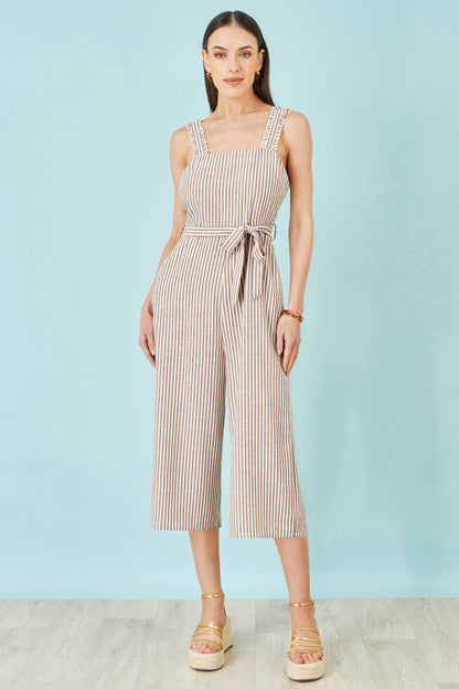 Brown Stripe Strappy Jumpsuit