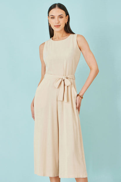 Beige Viscose Culotte Jumpsuit