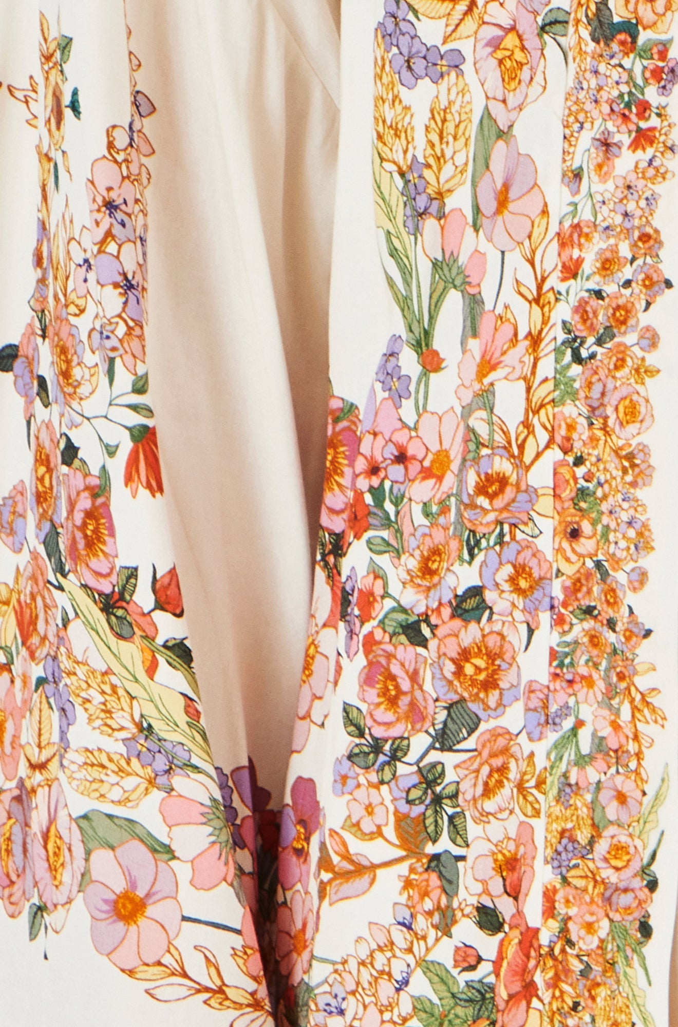 Ivory Viscose Floral Border Kimono With Tie Belt
