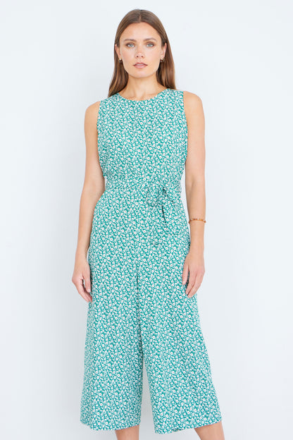 Green Ditsy Culotte Jumpsuit