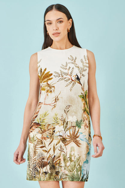 Ivory Jungle Print Viscose Shift Dress
