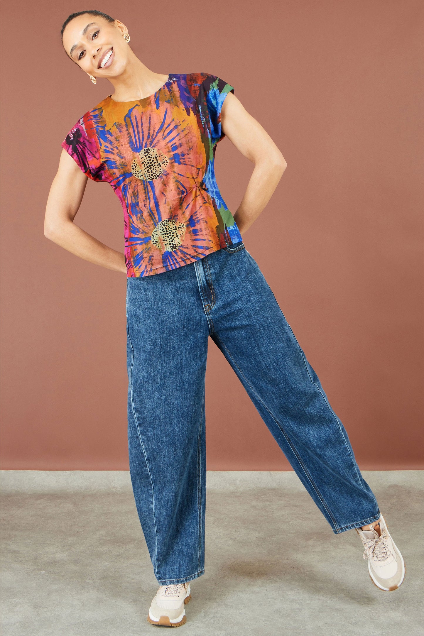 Multicolour Floral Mesh Top