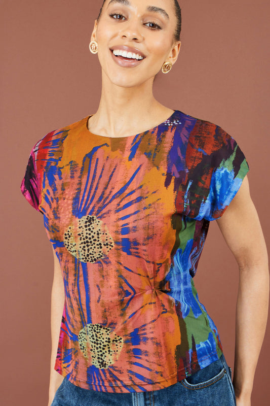 Multicolour Floral Mesh Top