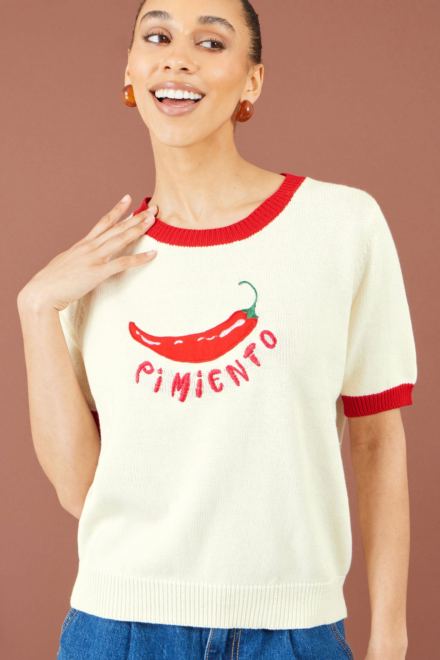 Ivory Chilli “Pimiento” Cotton Knitted Top