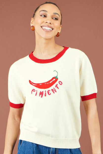 Ivory Chilli “Pimiento” Cotton Knitted Top