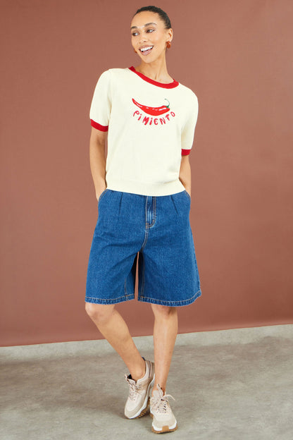 Ivory Chilli “Pimiento” Cotton Knitted Top