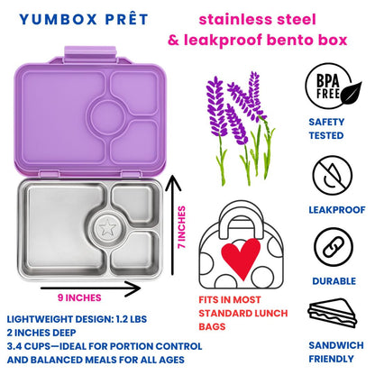 Yumbox Prêt Stainless Steel Leakproof Bento Lunch Box - Various Colours
