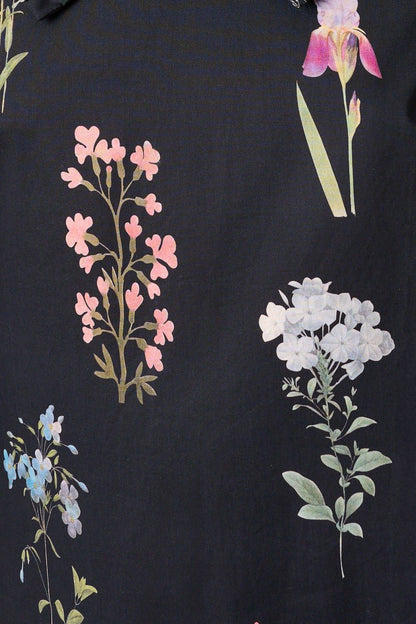 Aditi Flower Press Print Tie Neck Blouse - Multi Colour - Bascora