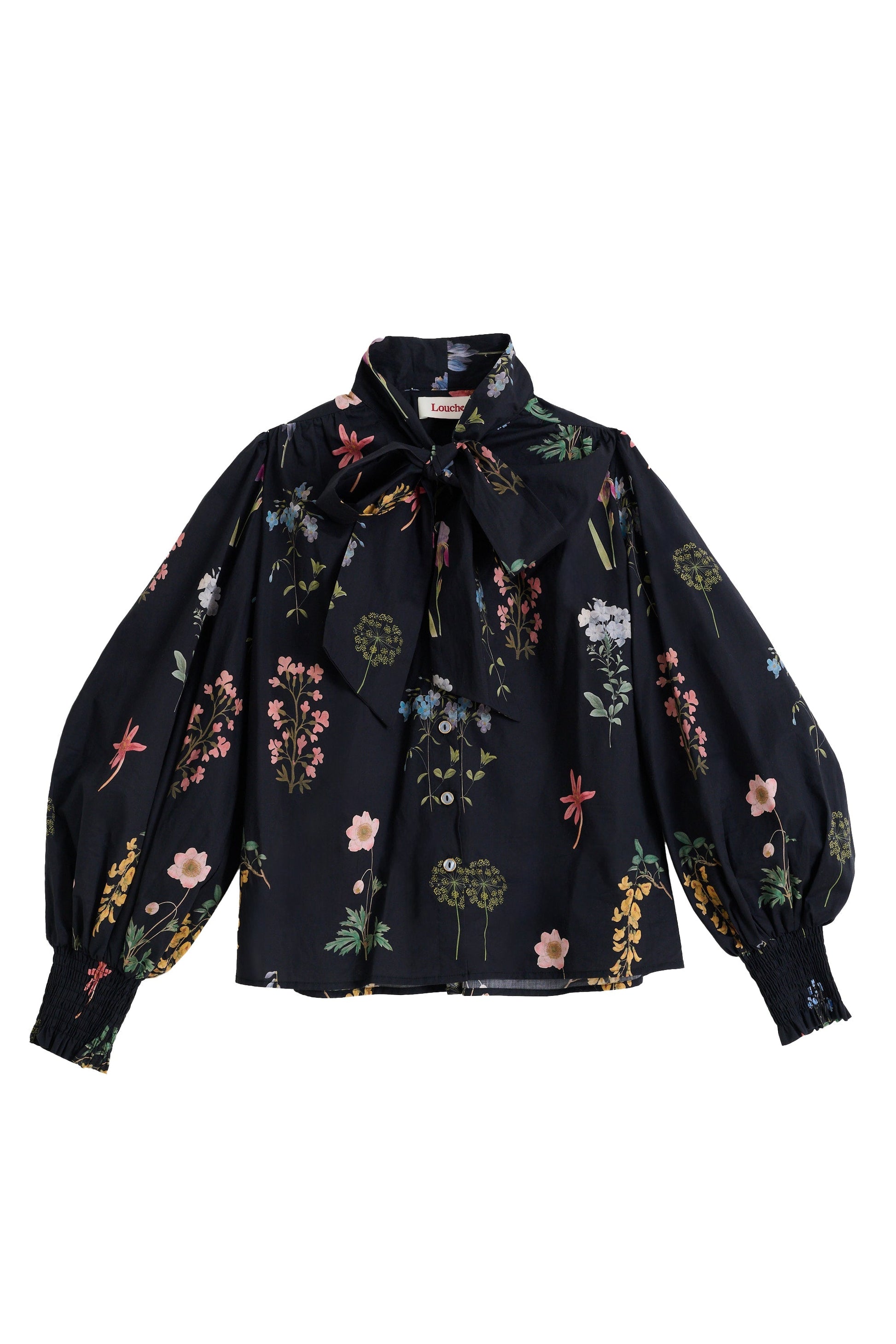 Aditi Flower Press Print Tie Neck Blouse - Multi Colour - Bascora