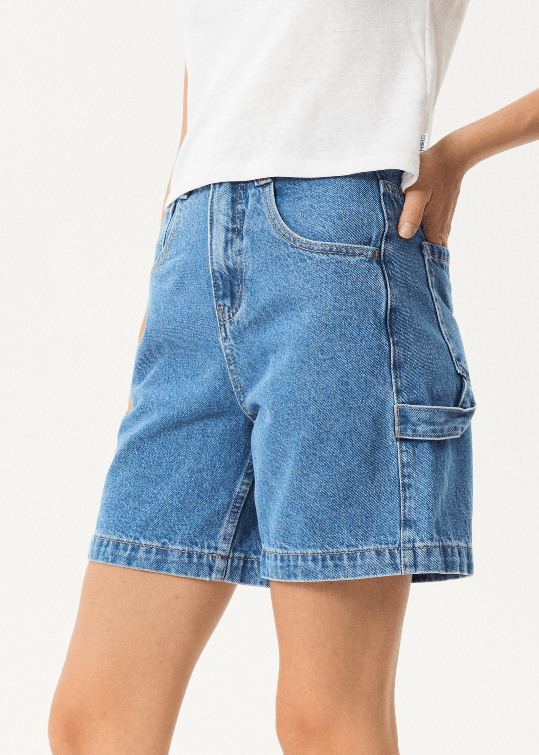 The Afends Emilie Denim Workwear Short