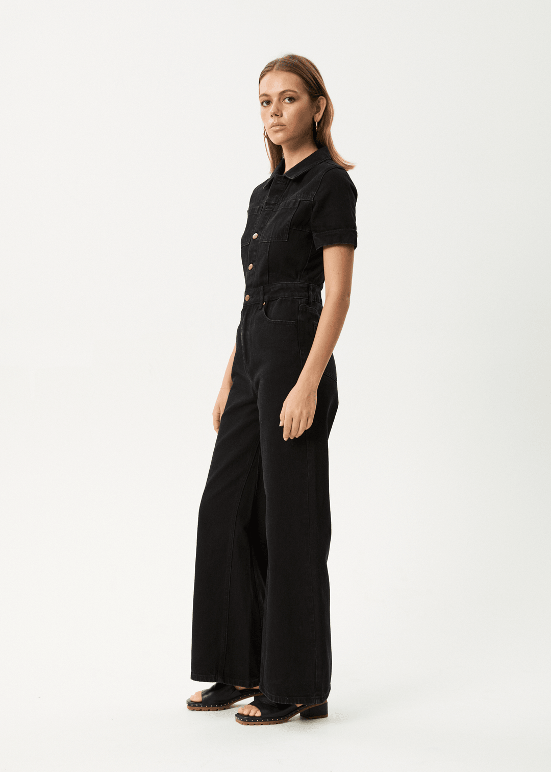 Afends Miami Denim Flared Jumpsuit |